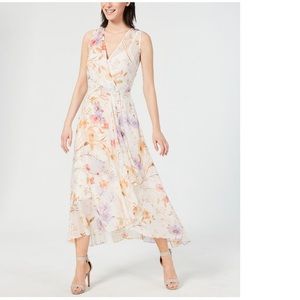 Calvin Klein floral print high low maxi dress sz 6